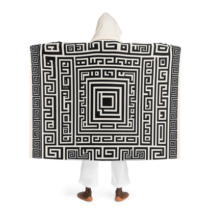 Greek Key Hooded Sherpa Fleece Blanket