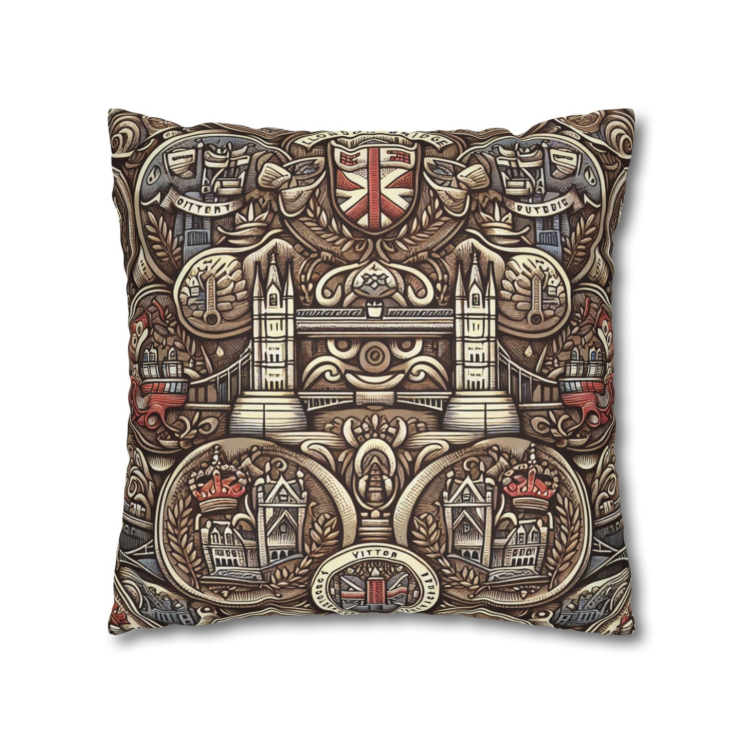 London Badge Spun Polyester Square Pillowcase