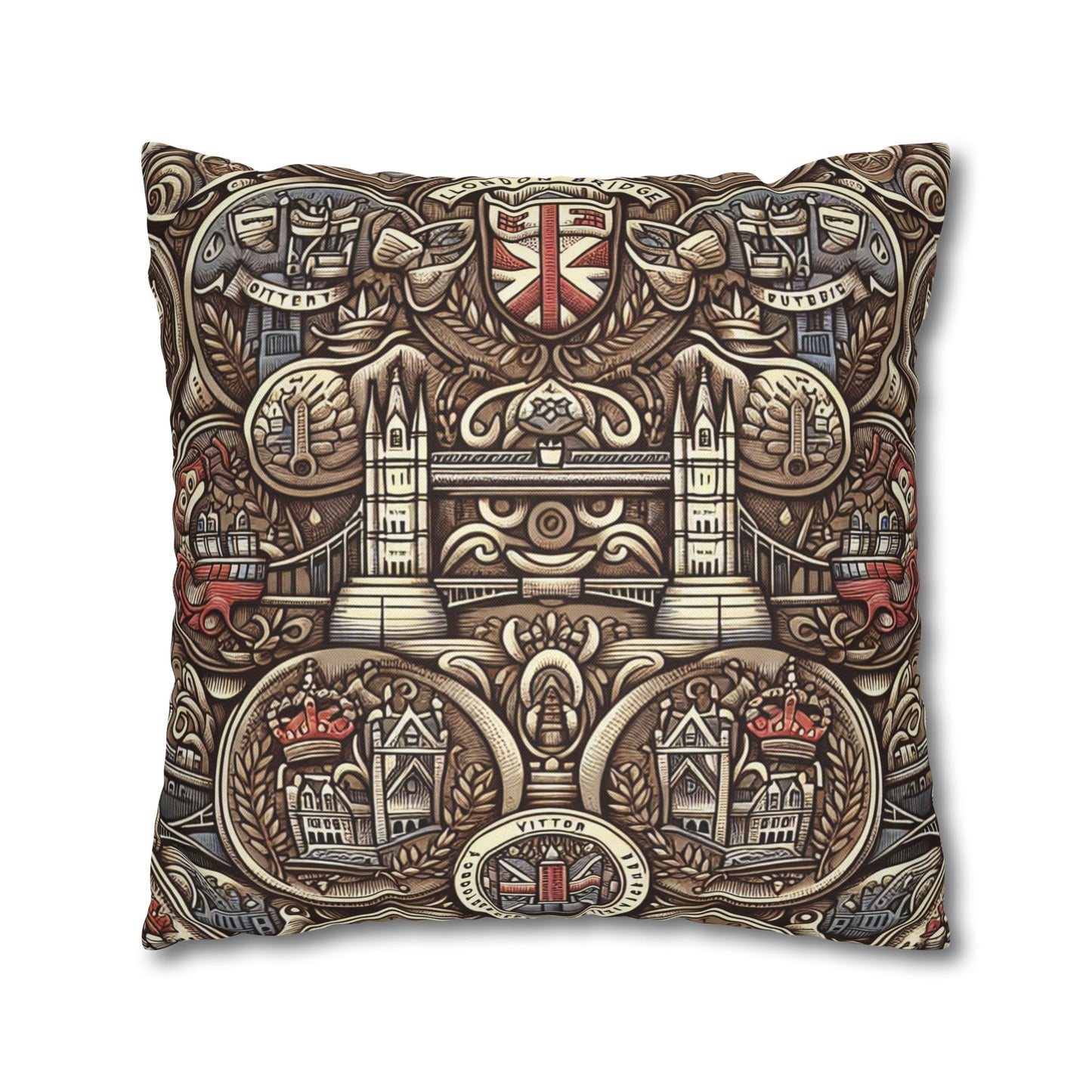 London Badge Spun Polyester Square Pillowcase