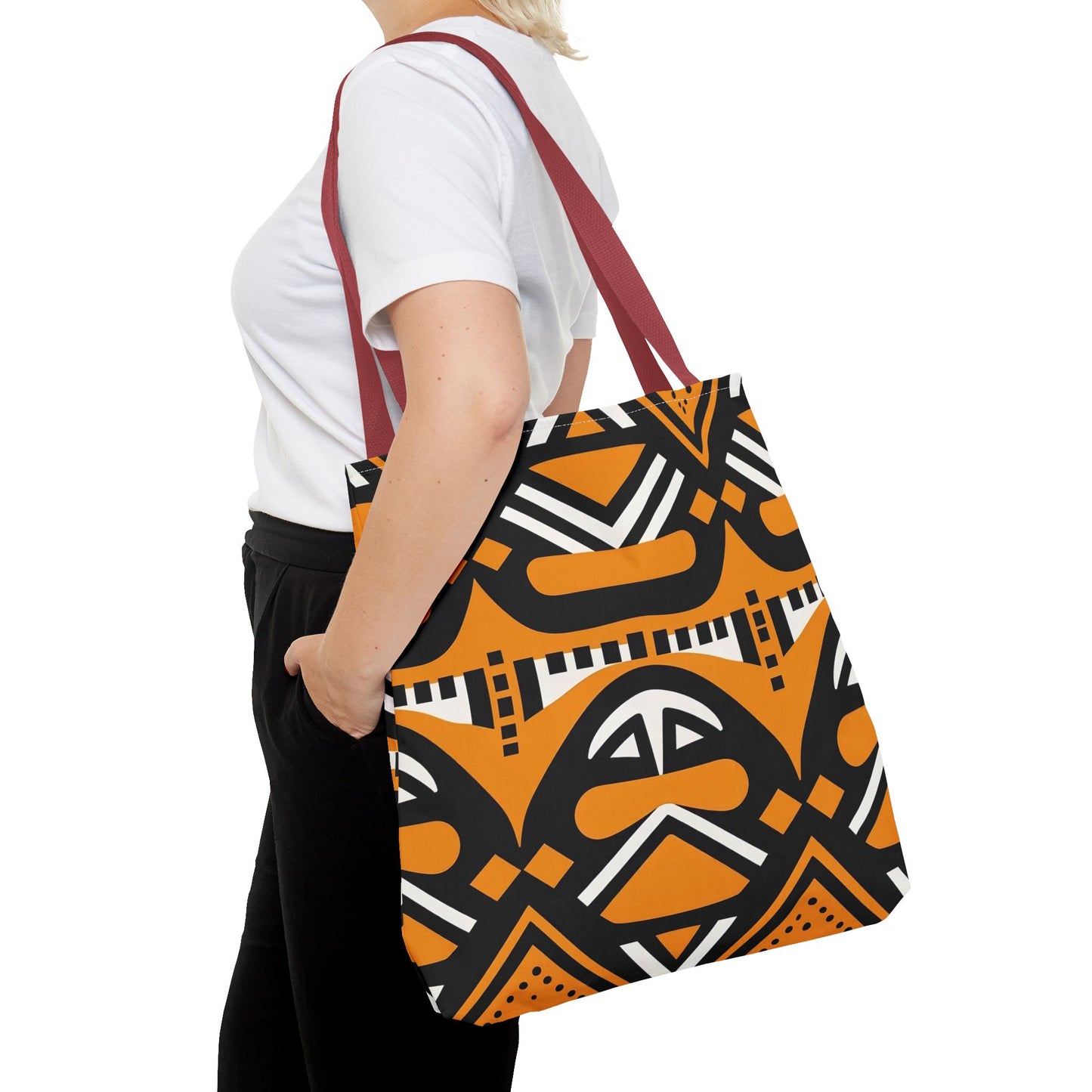 Tribal Tote Bag - Orange and Black Design