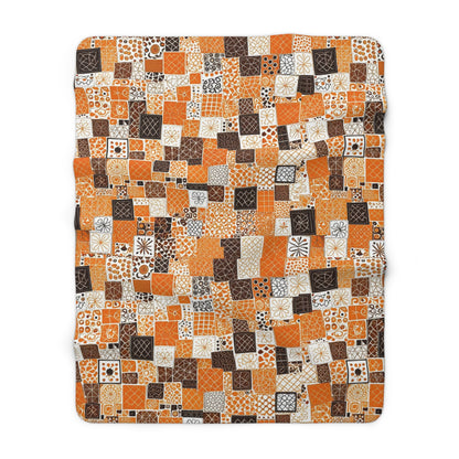 Sherpa Fleece Blanket Orange and Black Patterns