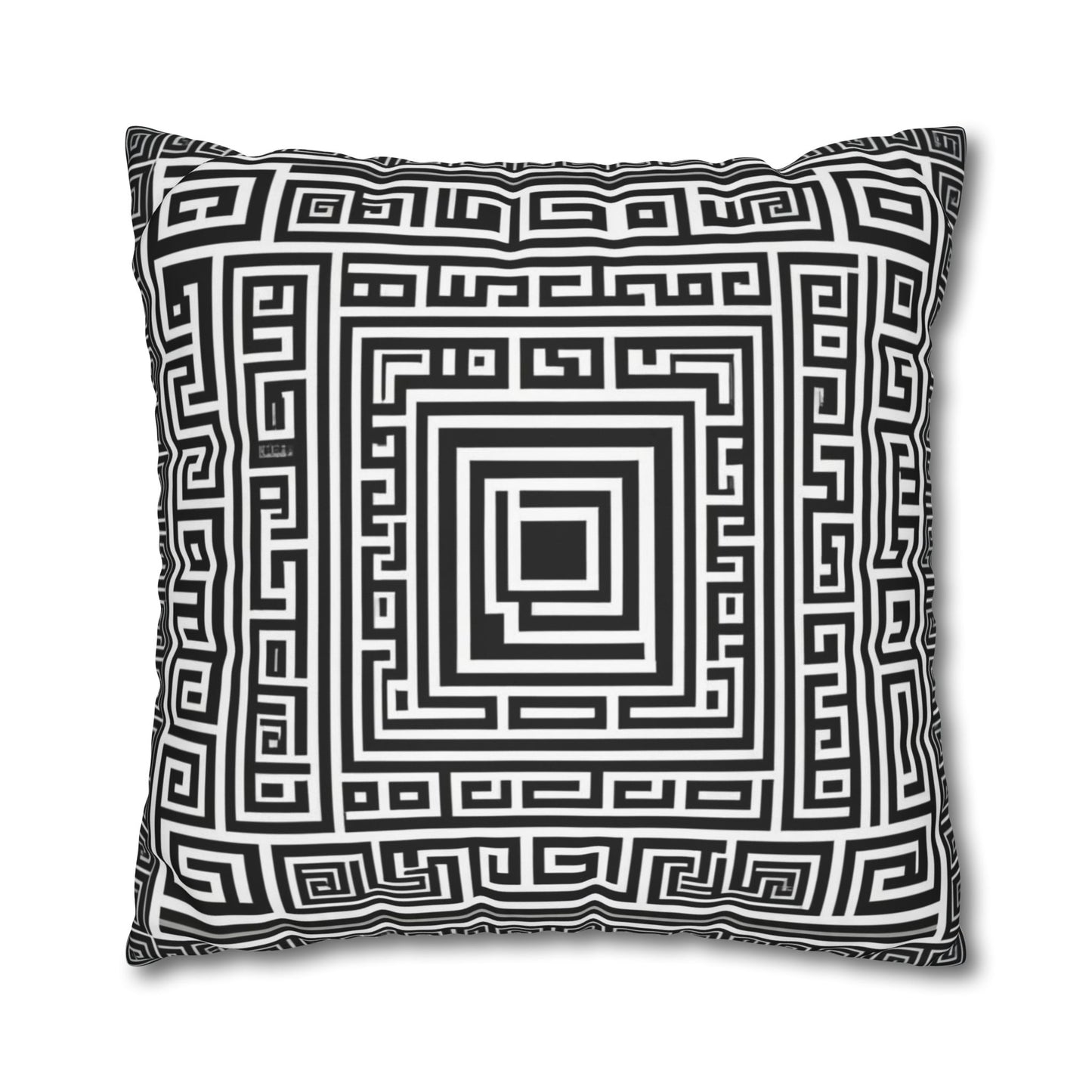 Greek Key Square Poly Canvas Pillowcase