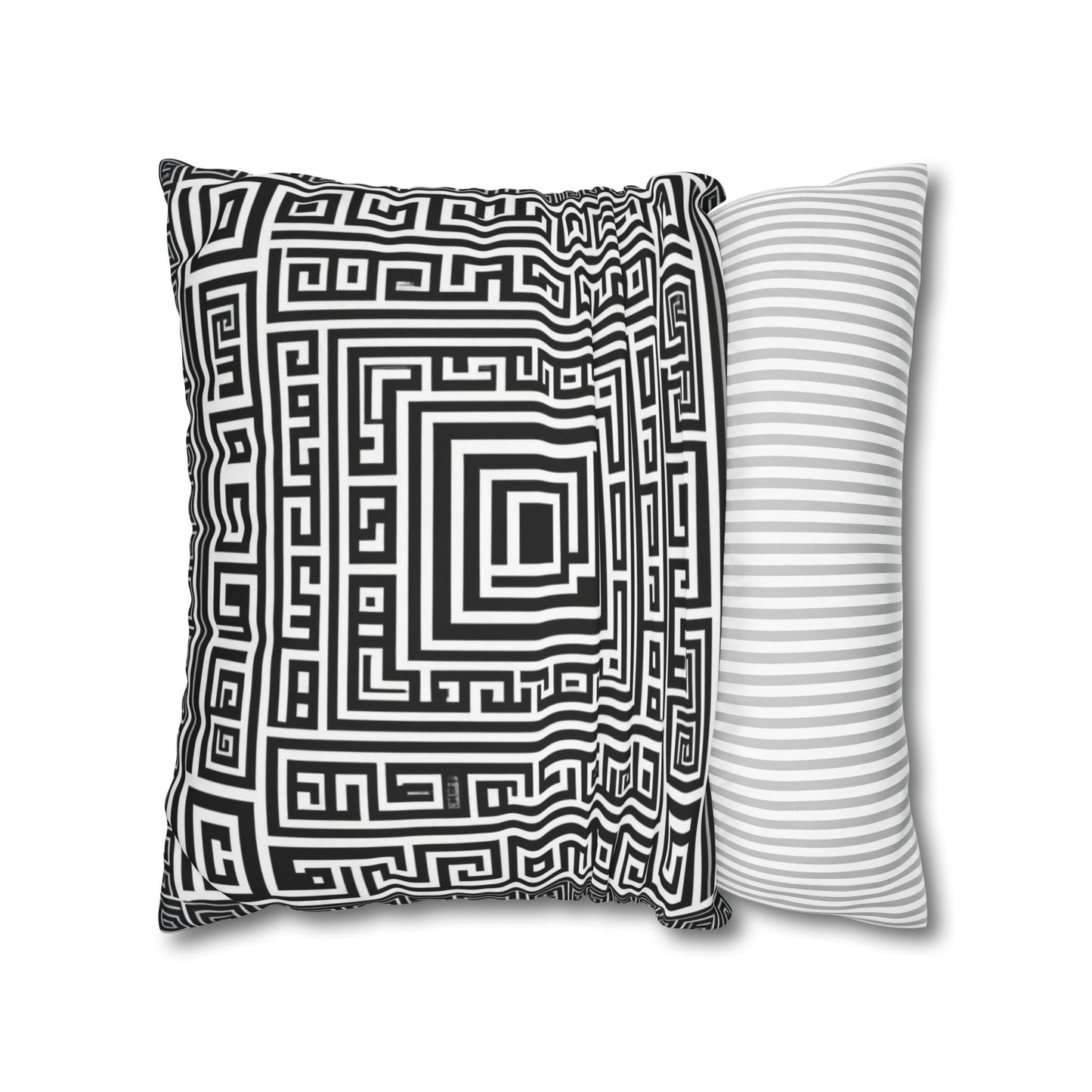 Greek Key Square Poly Canvas Pillowcase