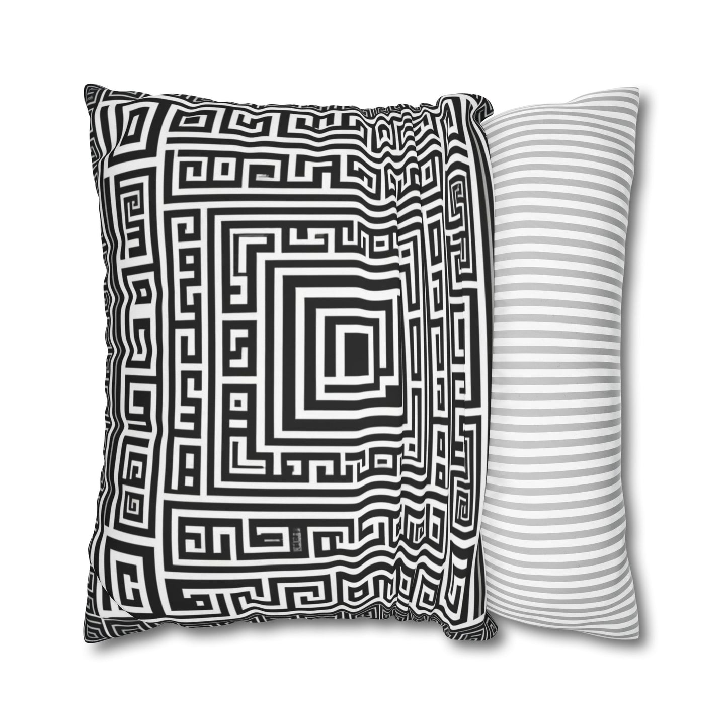 Greek Key Square Poly Canvas Pillowcase