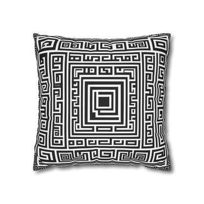 Greek Key Square Poly Canvas Pillowcase