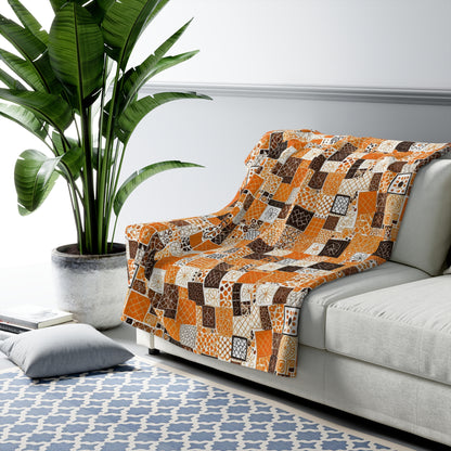 Sherpa Fleece Blanket Orange and Black Patterns