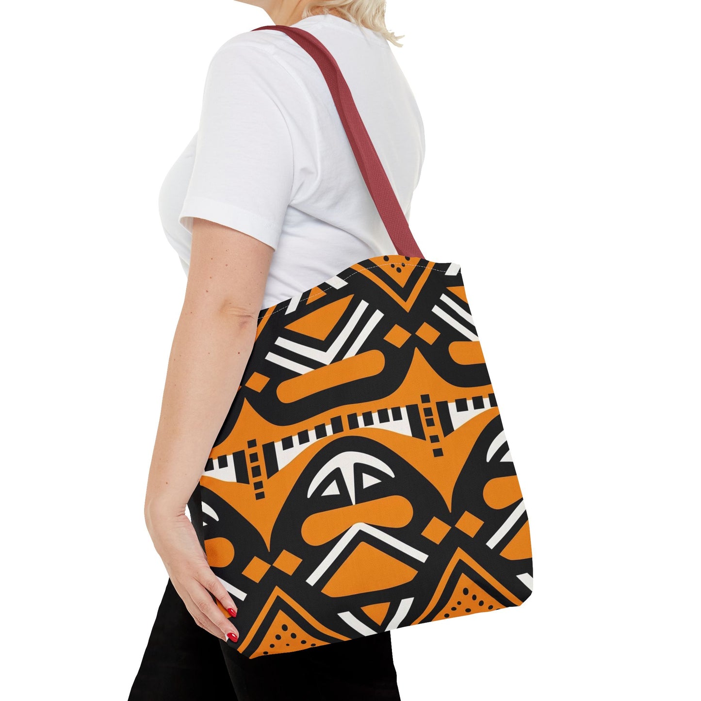 Tribal Tote Bag - Orange and Black Design