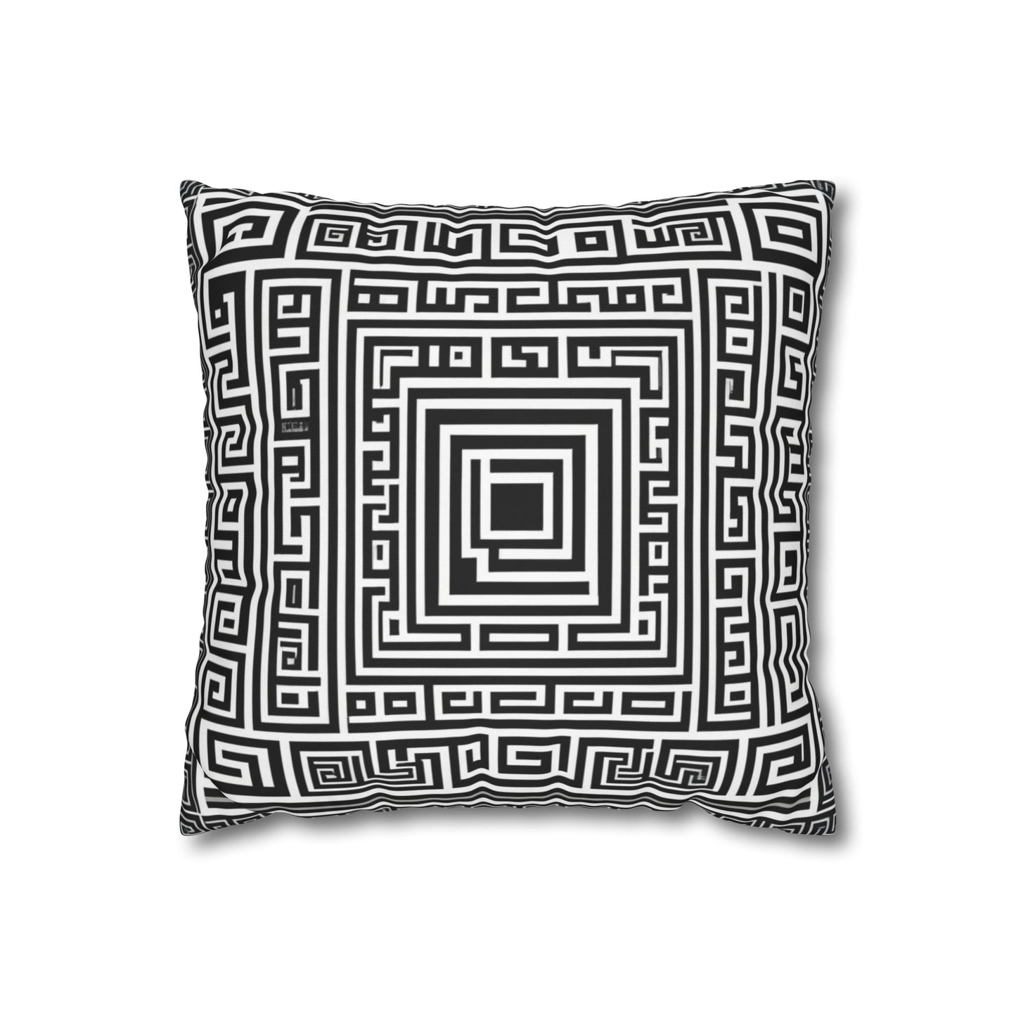 Greek Key Square Poly Canvas Pillowcase