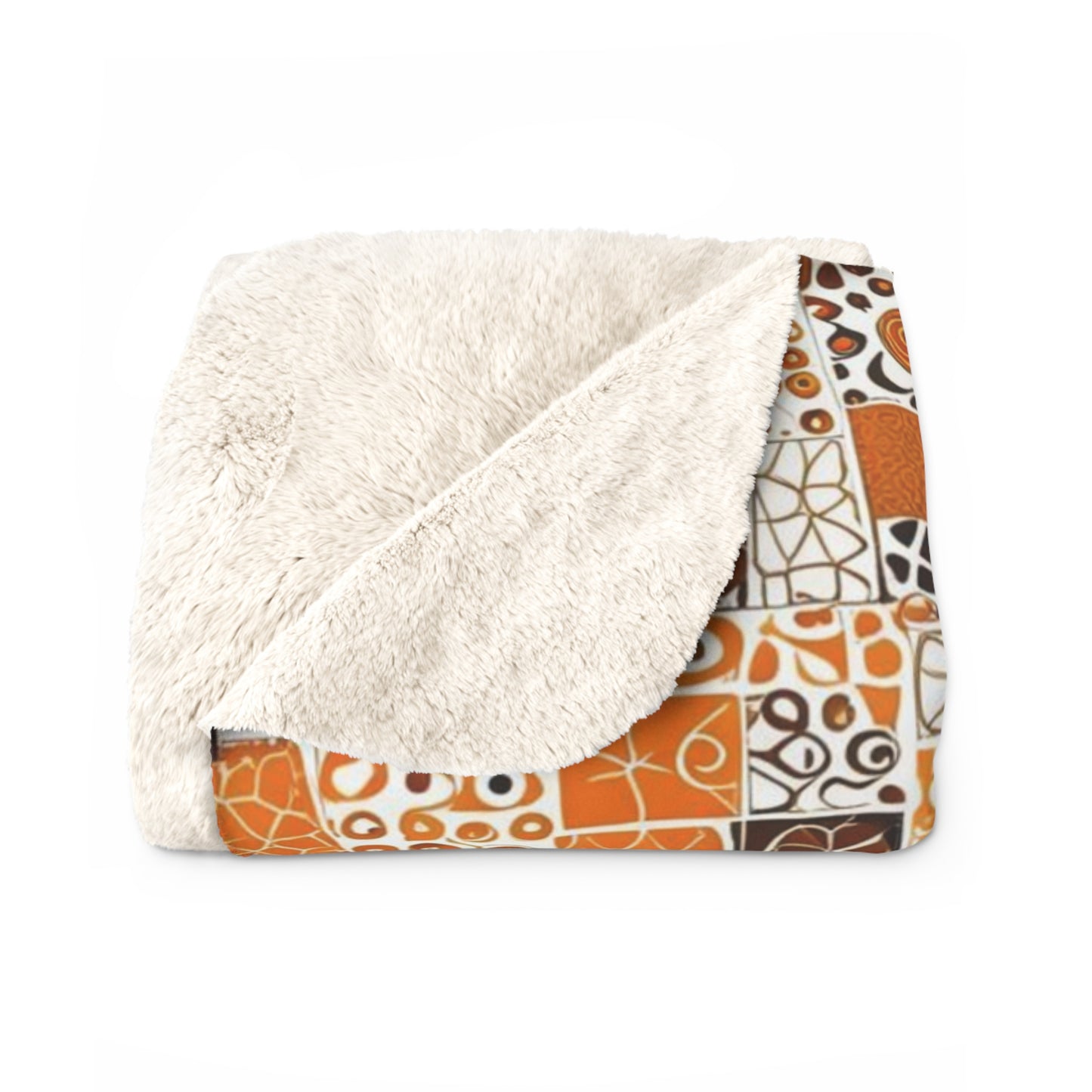 Sherpa Fleece Blanket Orange and Black Patterns