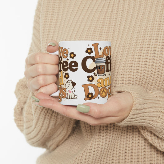 Ceramic Mug, (11oz, 15oz) Love Coffee and Dogs