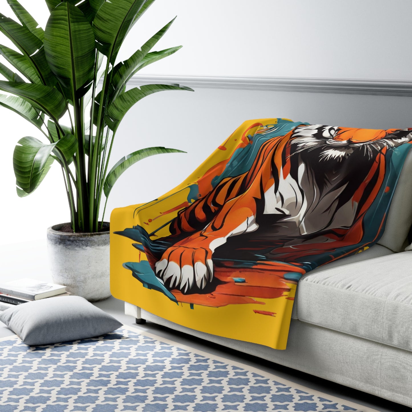 Tiger Sherpa Fleece Blanket