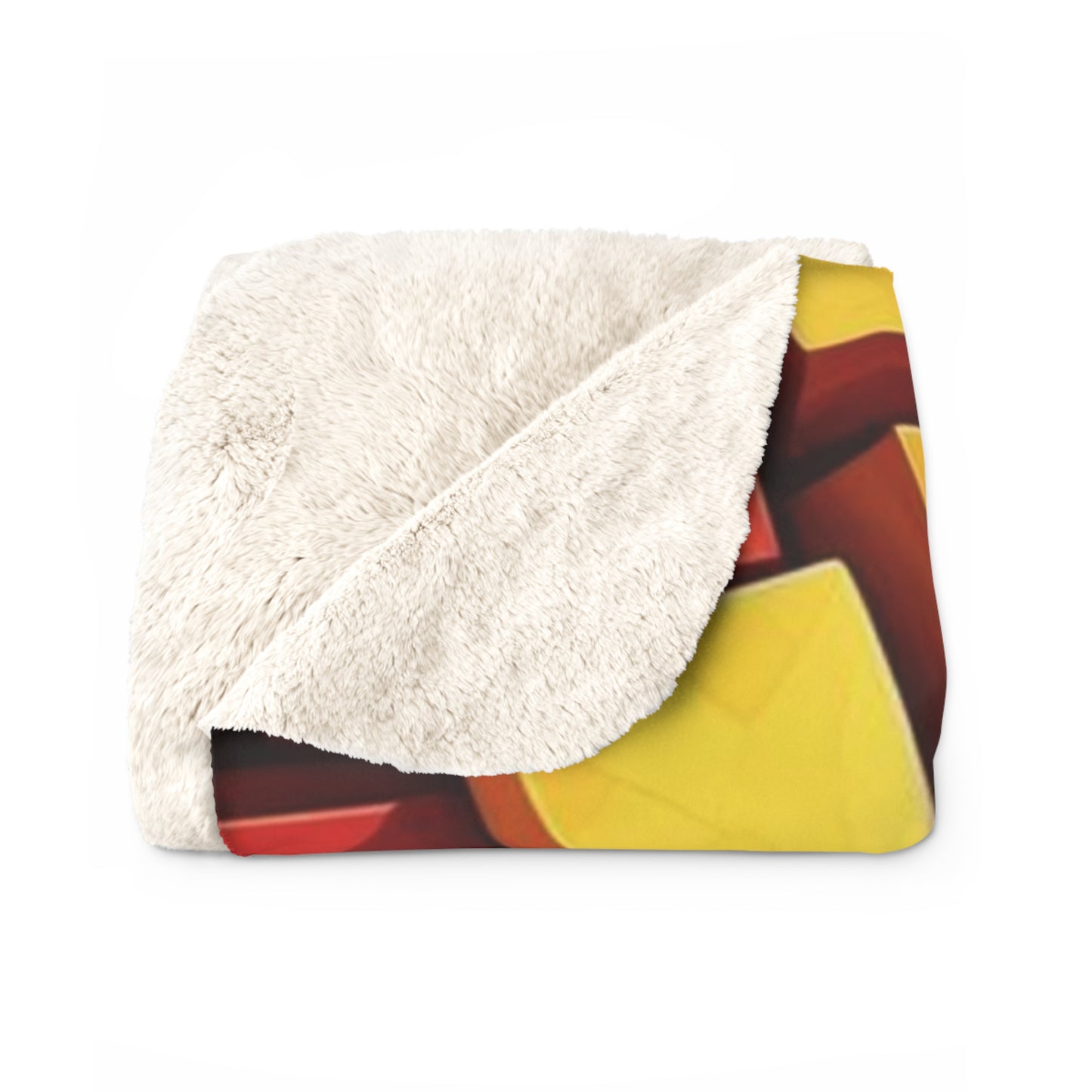 Sherpa Blanket Red & Yellow Cubes