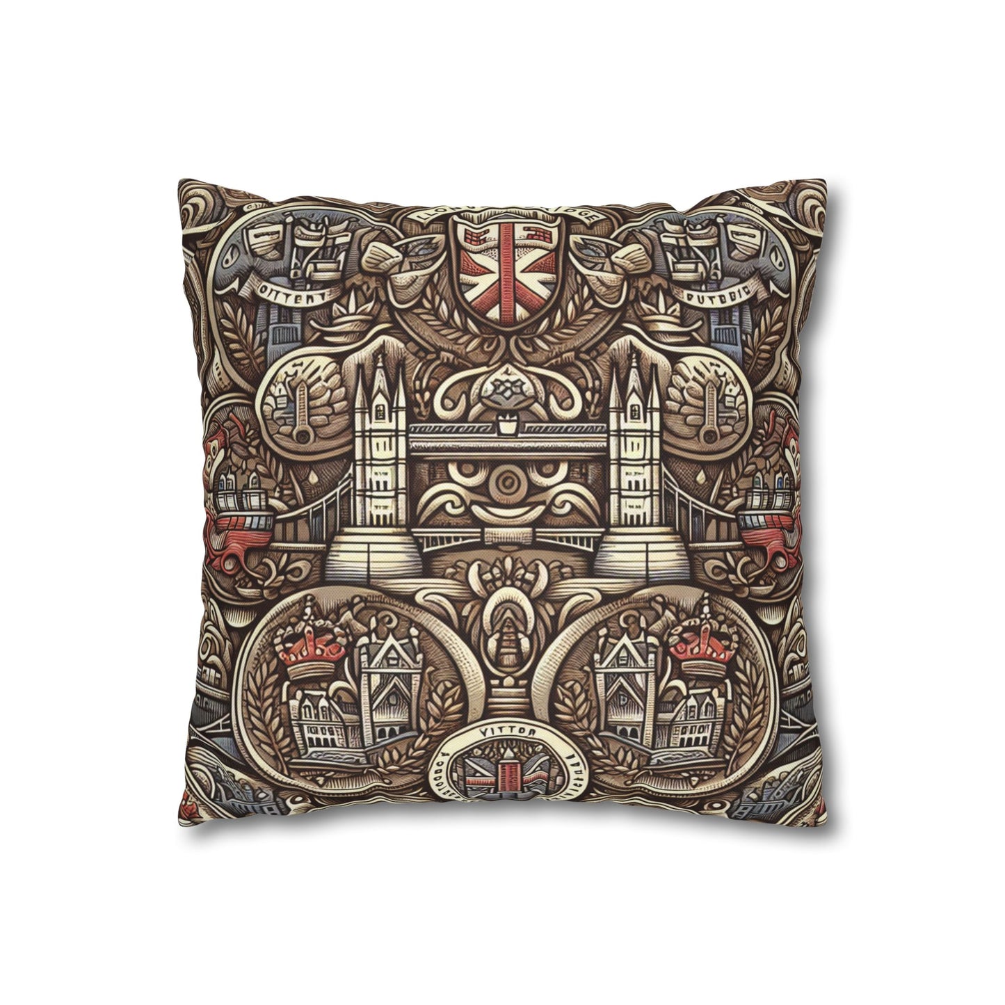 London Badge Spun Polyester Square Pillowcase