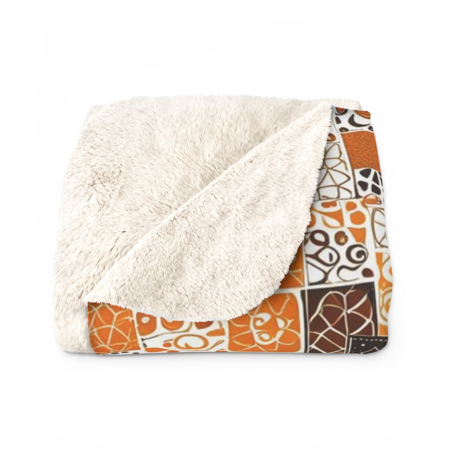 Sherpa Fleece Blanket Orange and Black Patterns