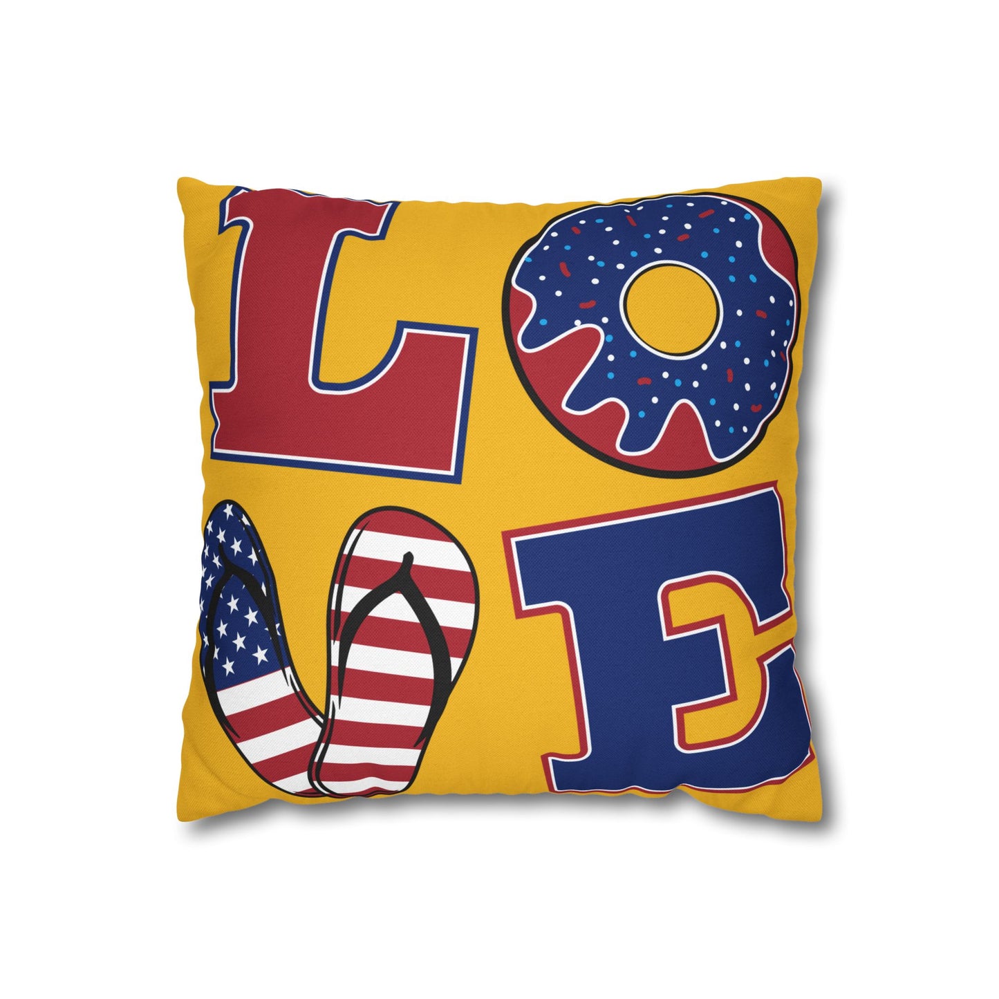 Love for USA Spun Polyester Square Pillowcase