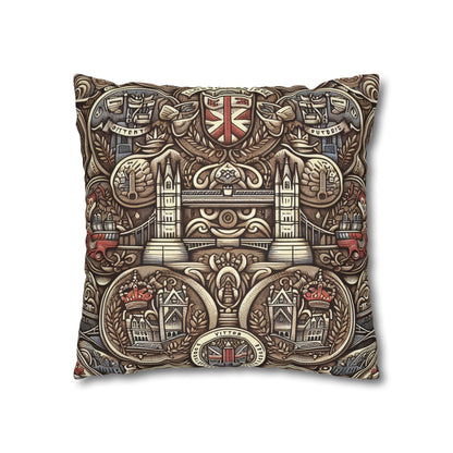 London Badge Spun Polyester Square Pillowcase