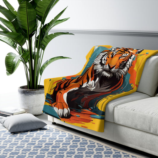 Tiger Sherpa Fleece Blanket