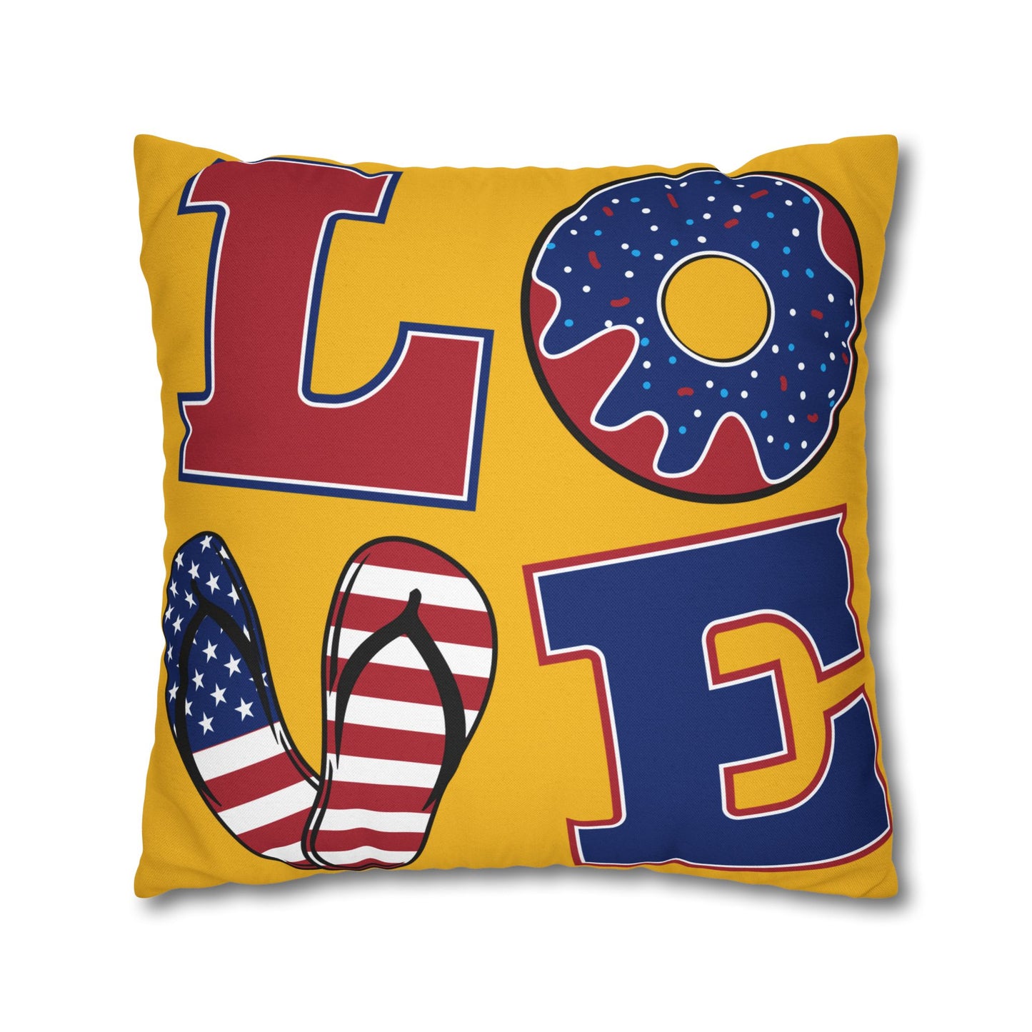 Love for USA Spun Polyester Square Pillowcase