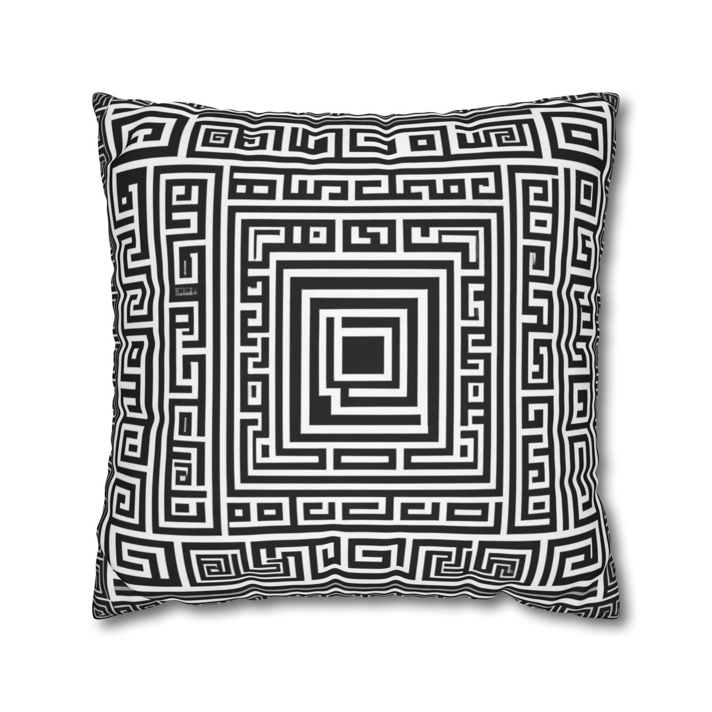 Greek Key Square Poly Canvas Pillowcase