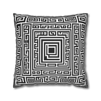 Greek Key Square Poly Canvas Pillowcase