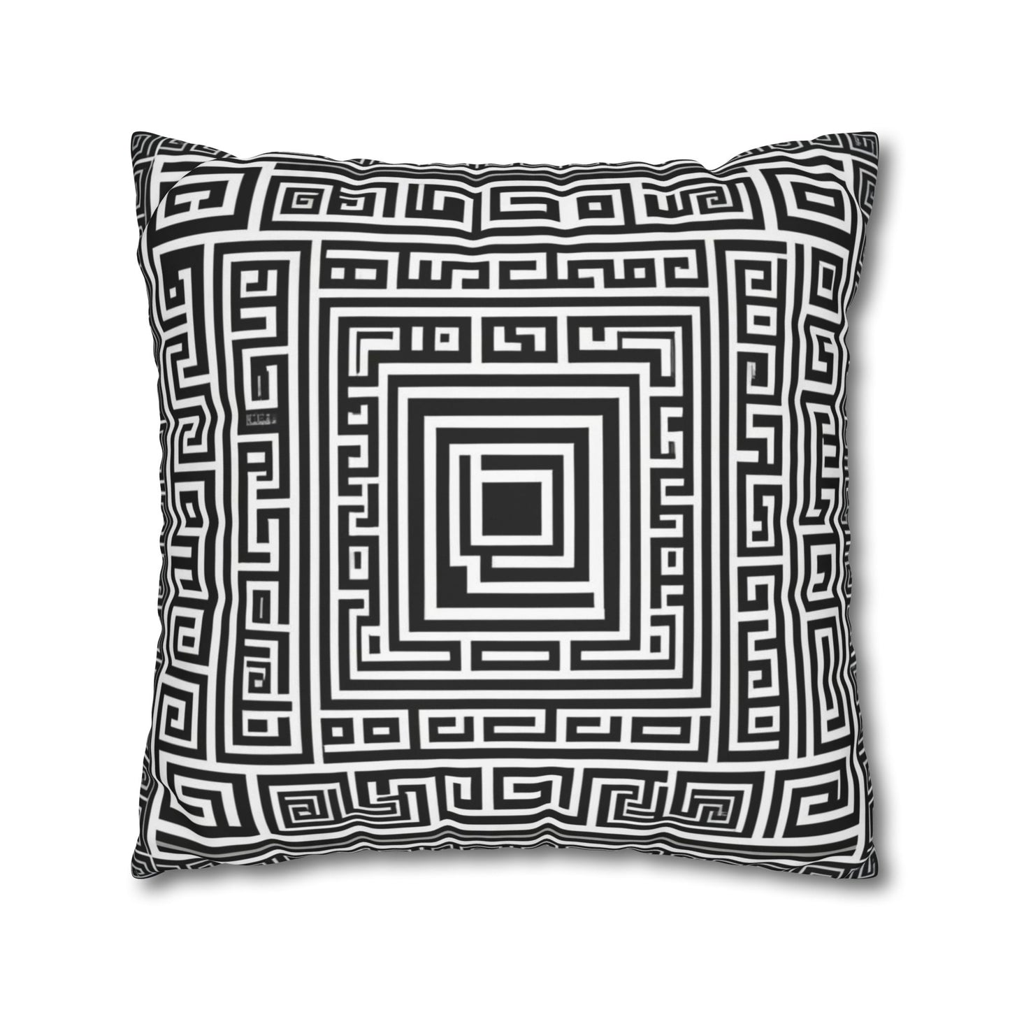 Greek Key Square Poly Canvas Pillowcase