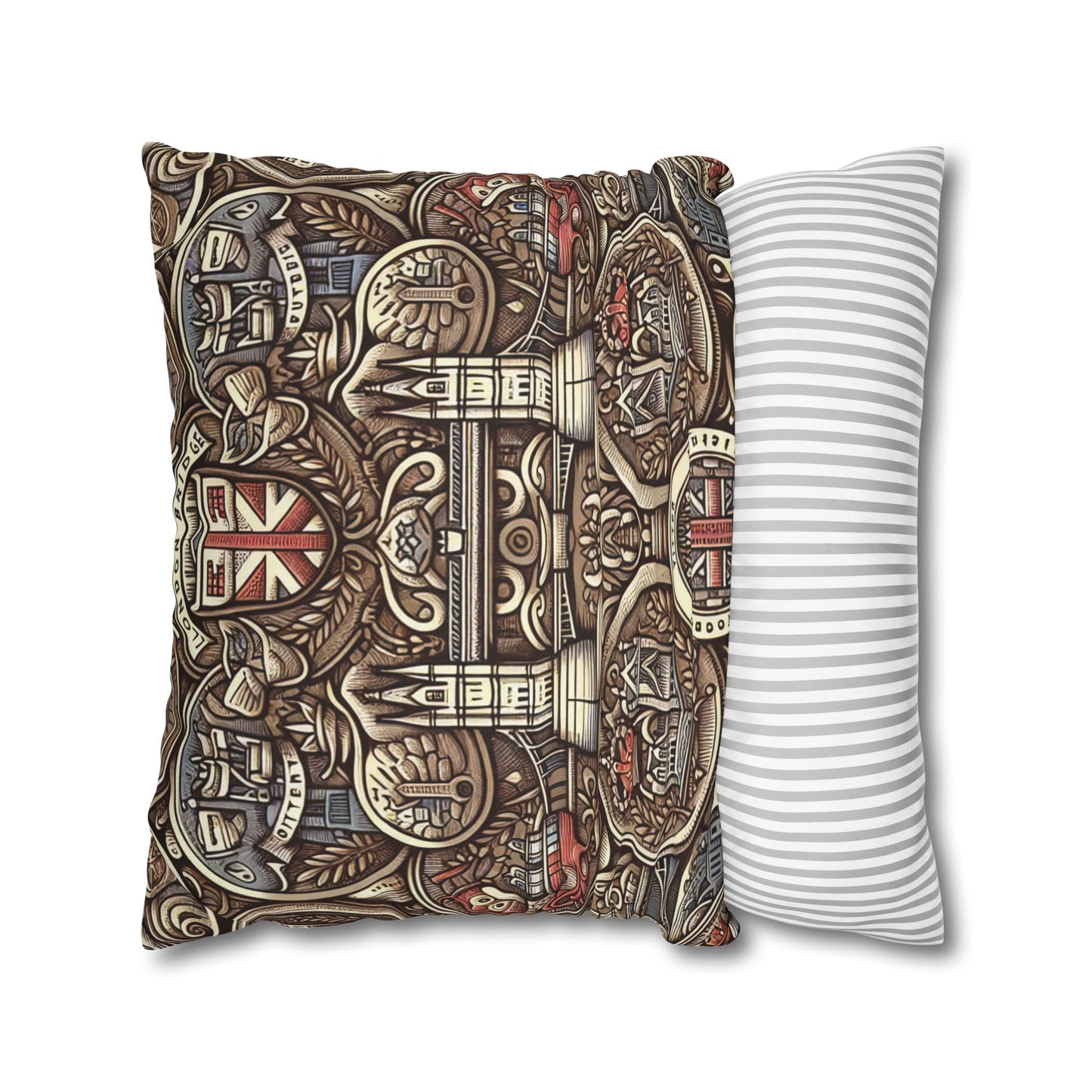 London Badge Spun Polyester Square Pillowcase