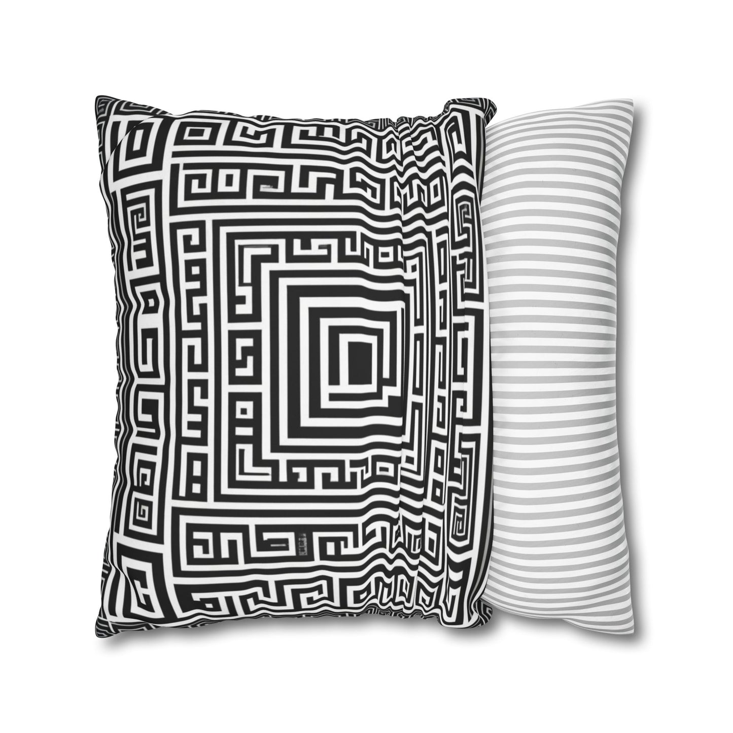 Greek Key Square Poly Canvas Pillowcase