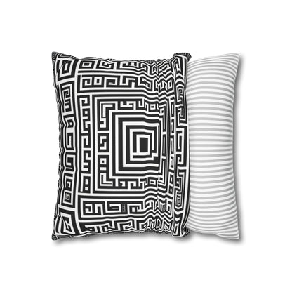 Greek Key Square Poly Canvas Pillowcase