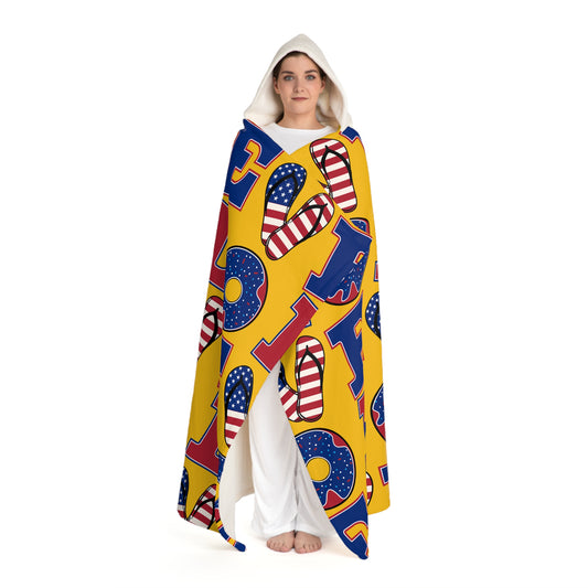 LOVE FOR USA Hooded Sherpa Fleece Blanket