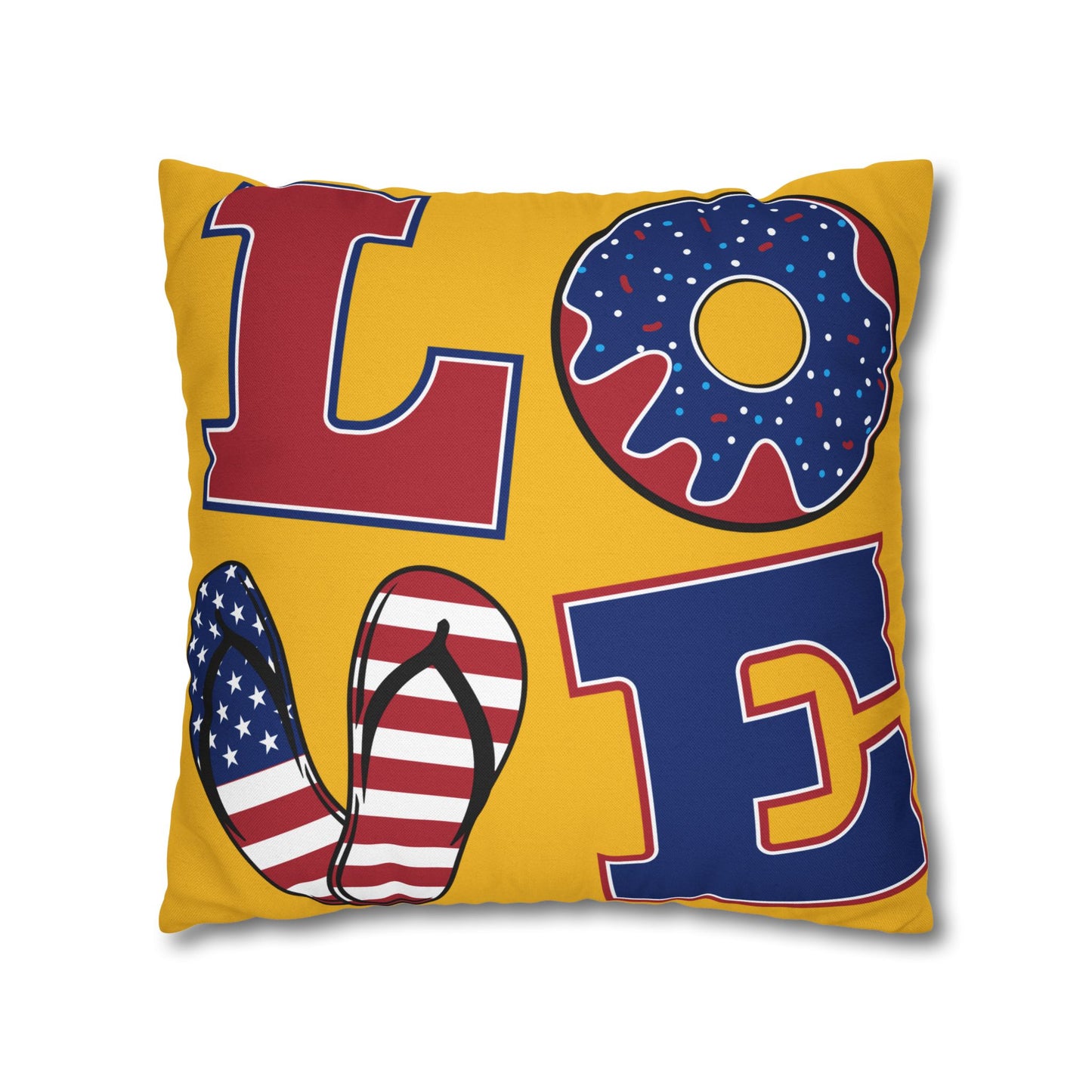 Love for USA Spun Polyester Square Pillowcase