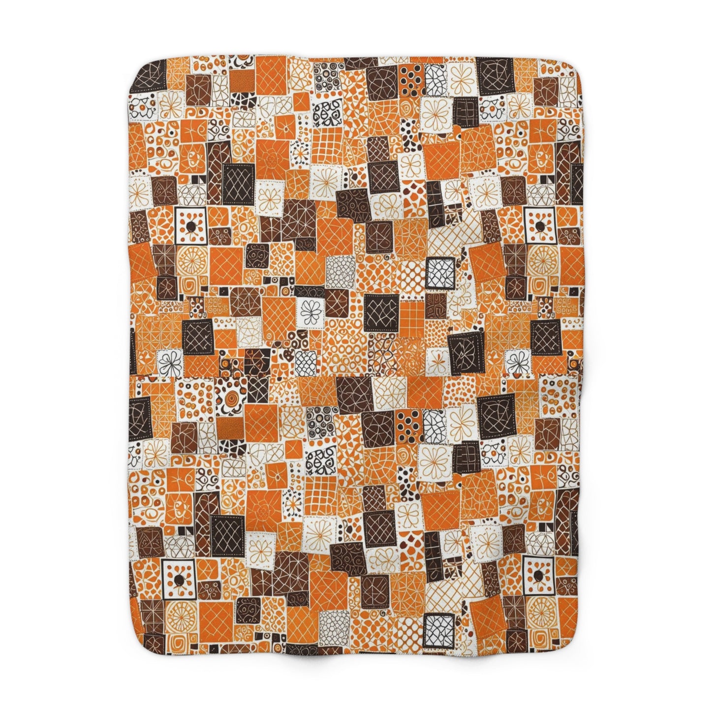 Sherpa Fleece Blanket Orange and Black Patterns