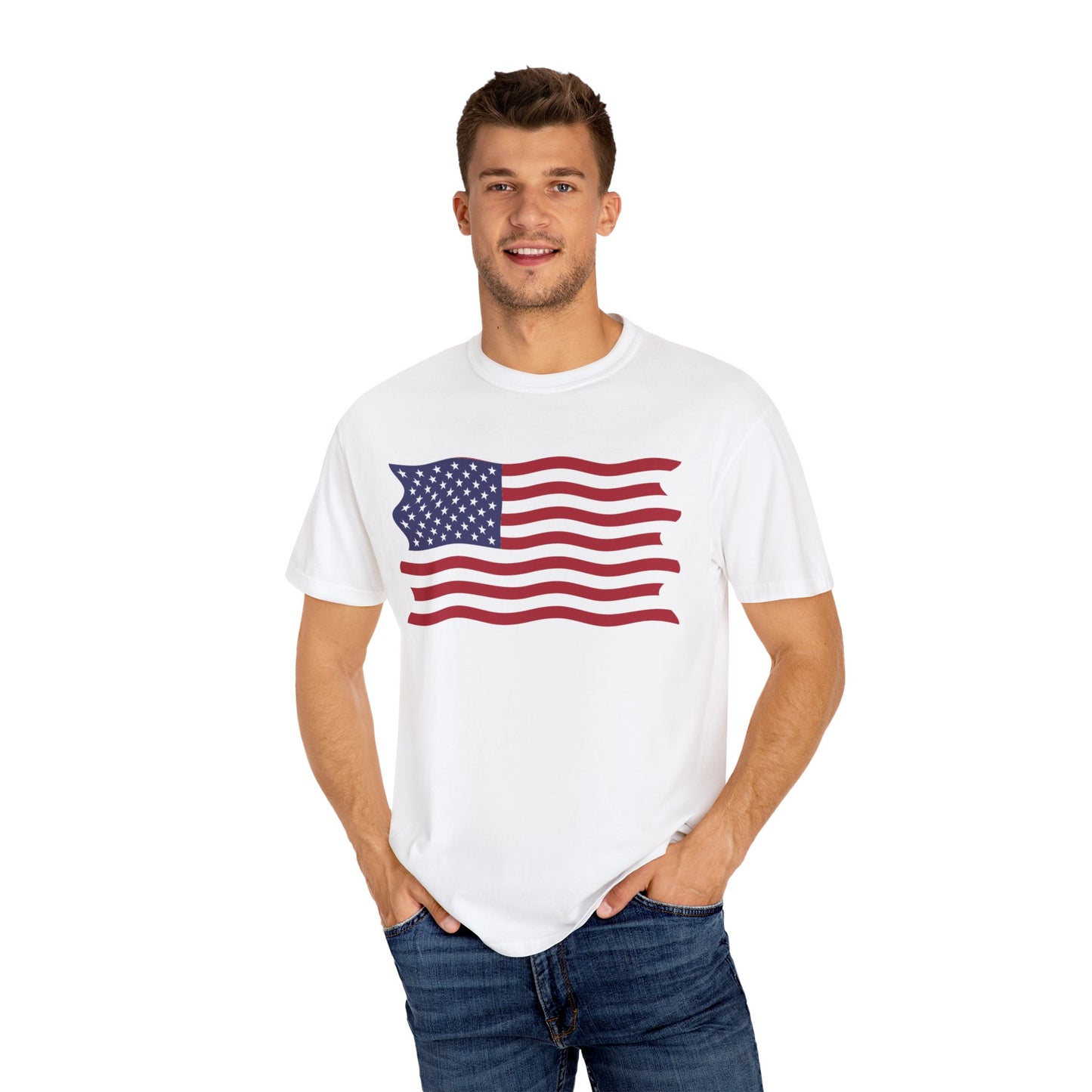 Unisex Garment-Dyed T-shirt USA FLAG