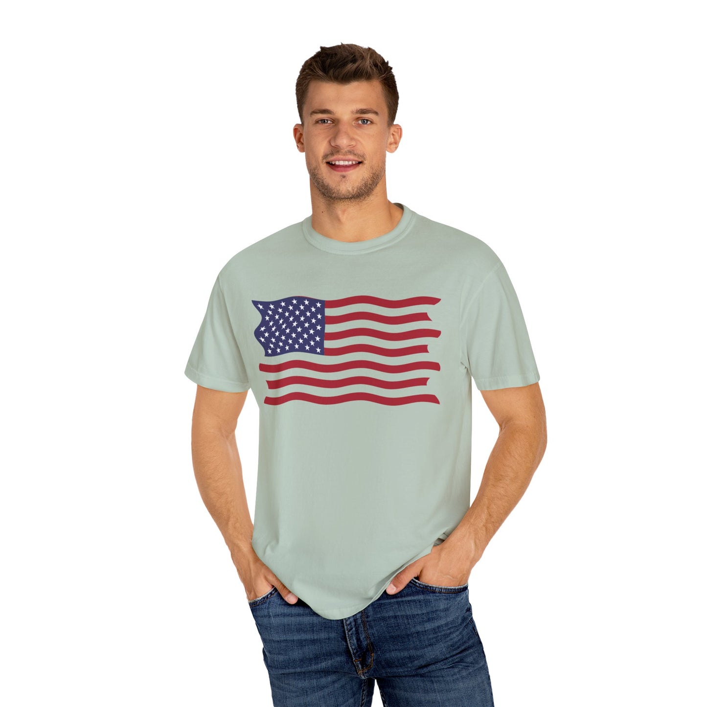 Unisex Garment-Dyed T-shirt USA FLAG