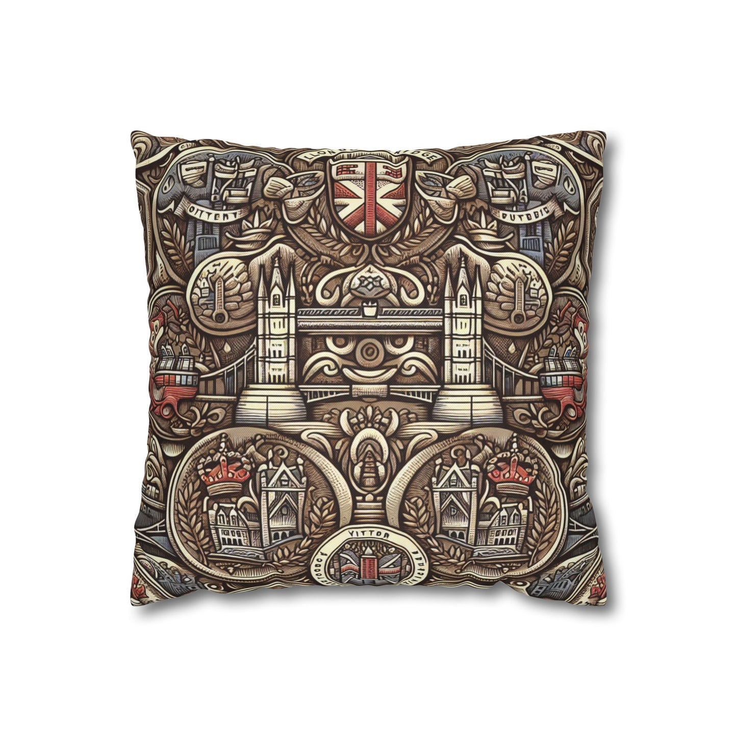 London Badge Spun Polyester Square Pillowcase