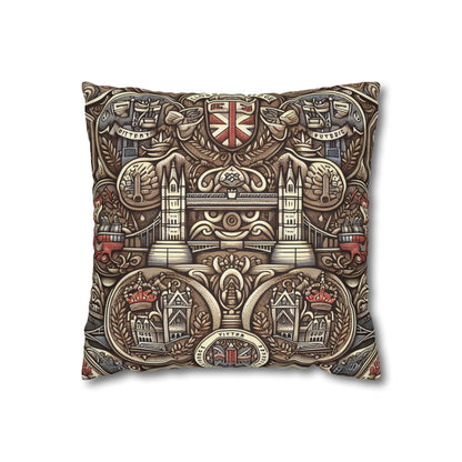 London Badge Spun Polyester Square Pillowcase