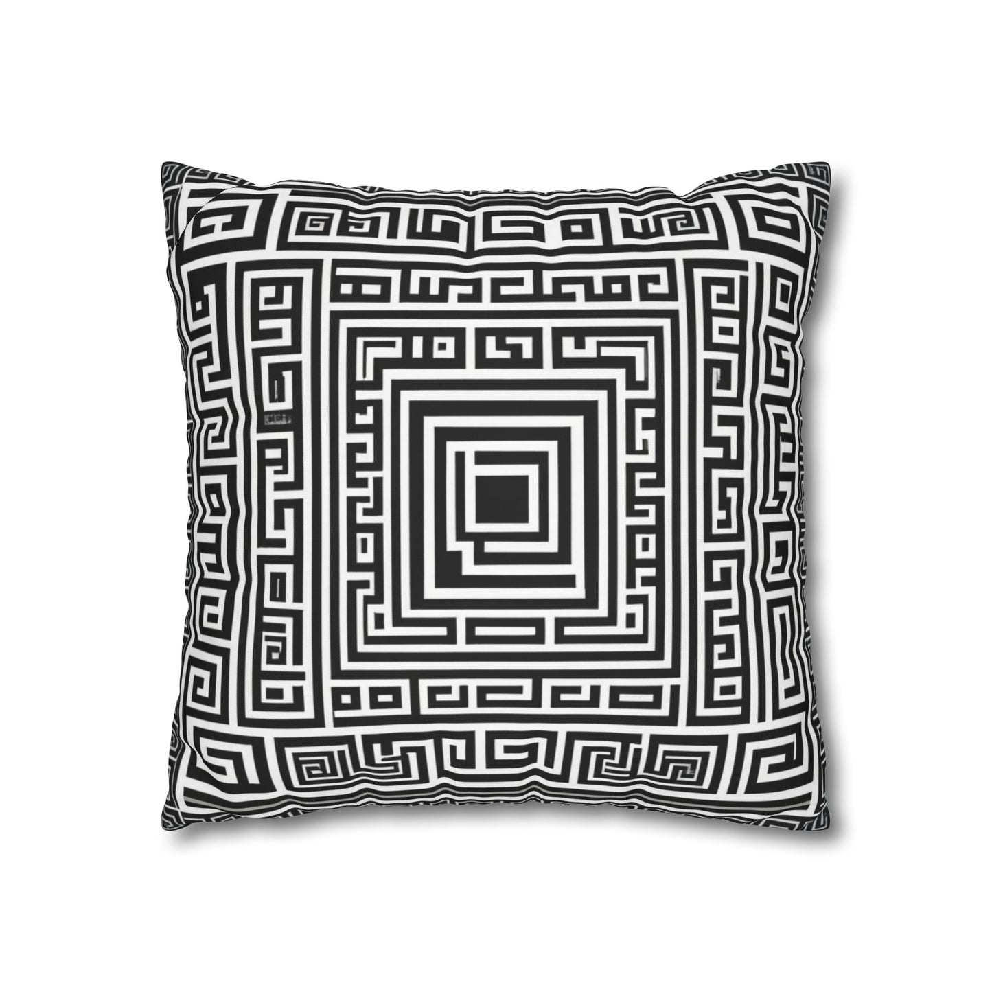 Greek Key Square Poly Canvas Pillowcase