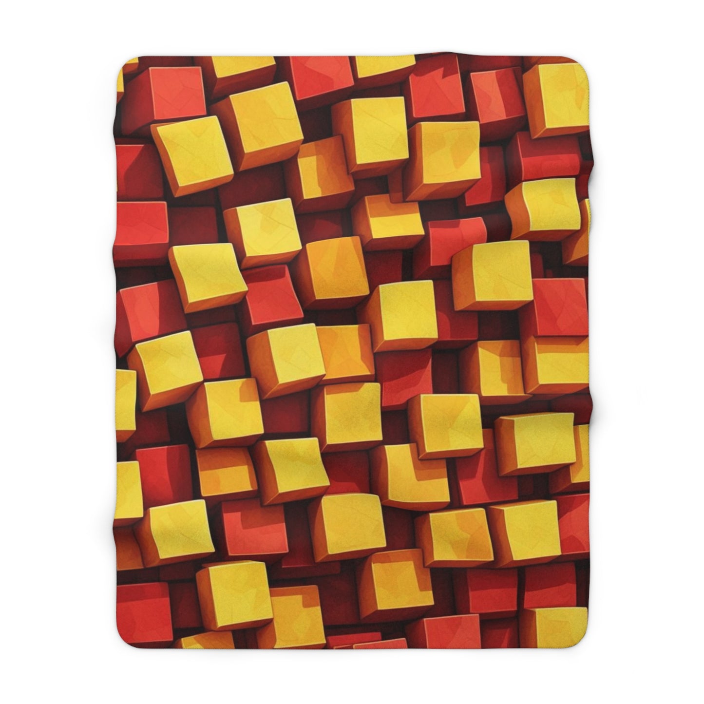 Sherpa Blanket Red & Yellow Cubes