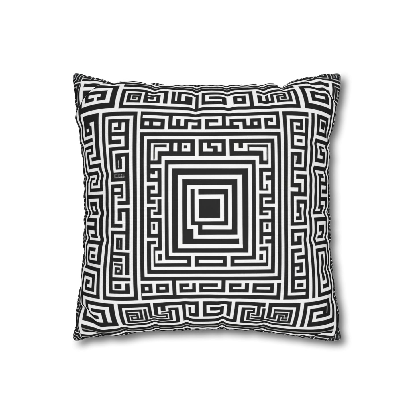 Greek Key Square Poly Canvas Pillowcase