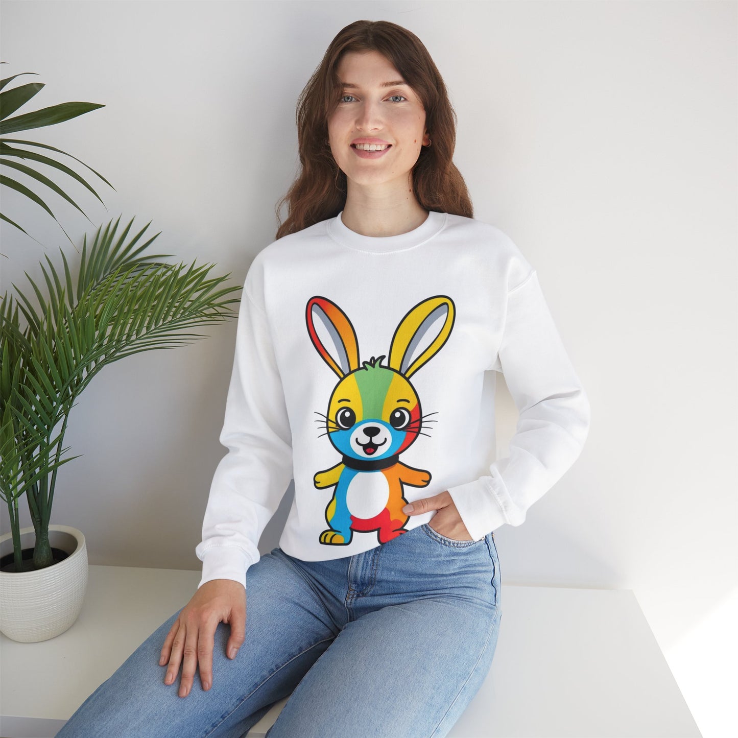 Multicoloured Bunny Unisex Heavy Blend™ Crewneck Sweatshirt