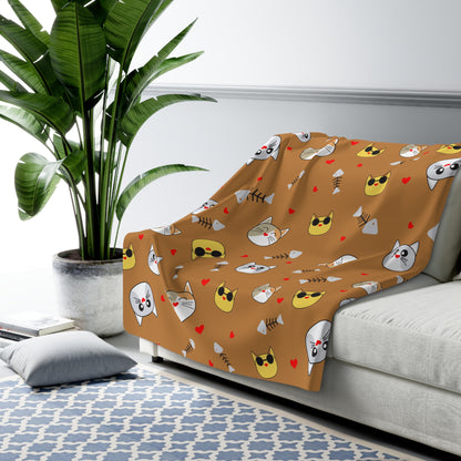 Funny Cat Sherpa Fleece Blanket