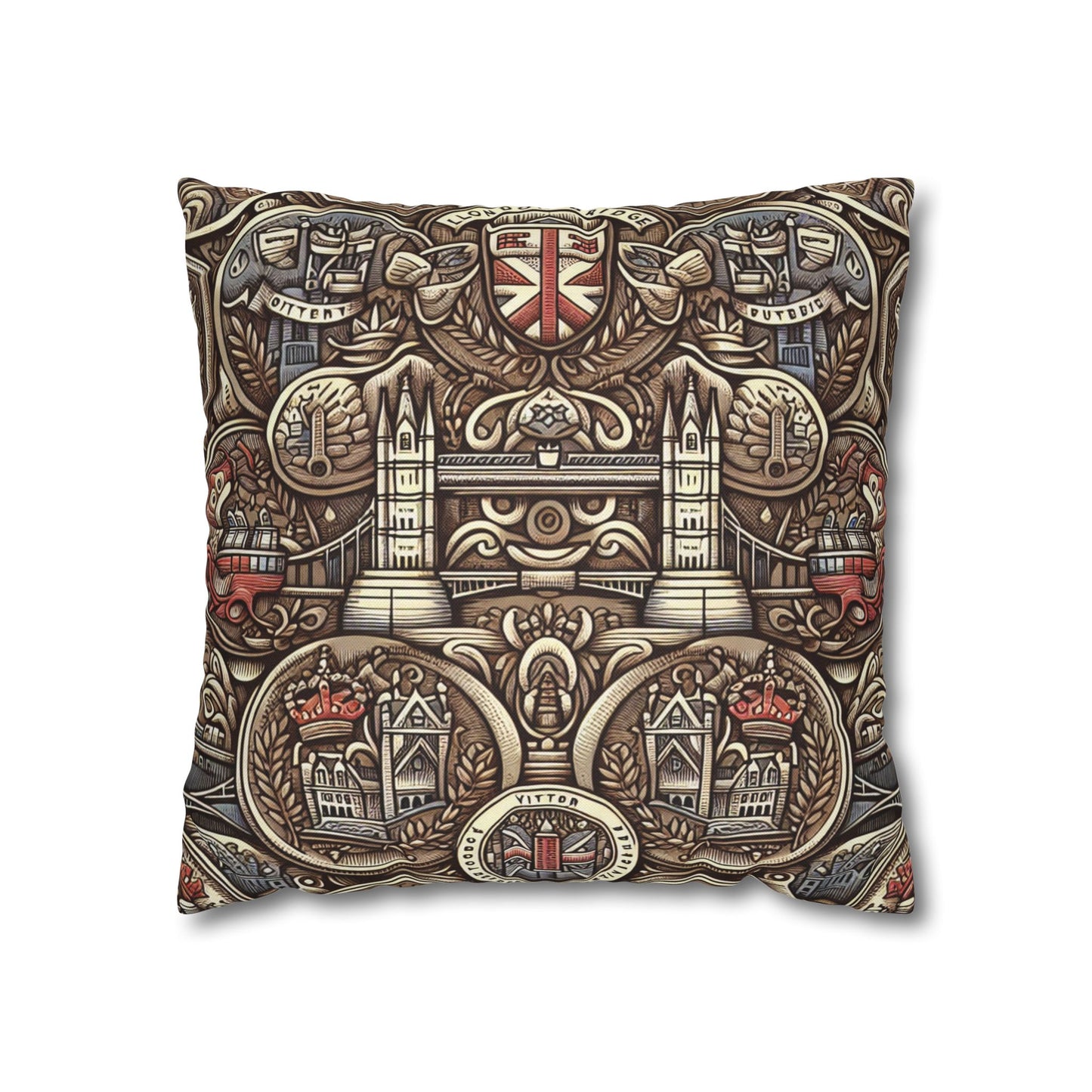 London Badge Spun Polyester Square Pillowcase