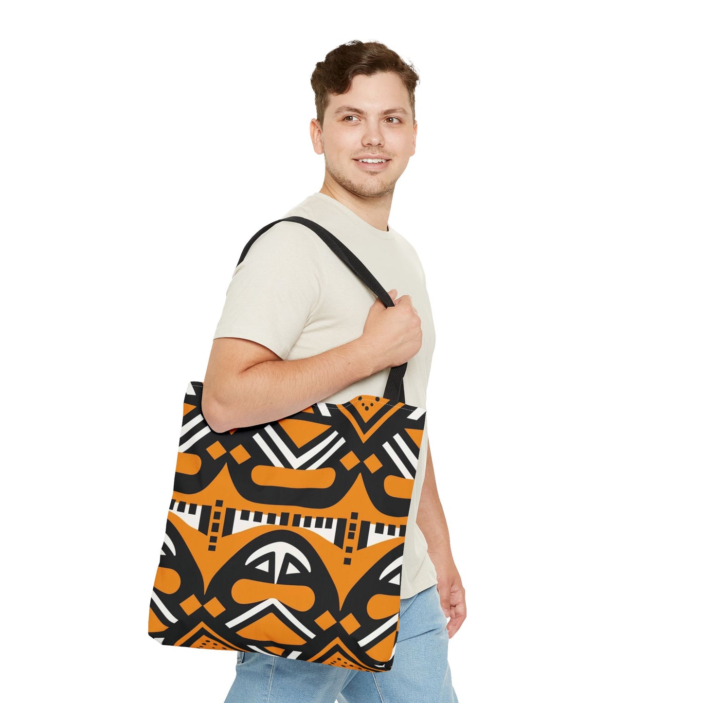 Tribal Tote Bag - Orange and Black Design