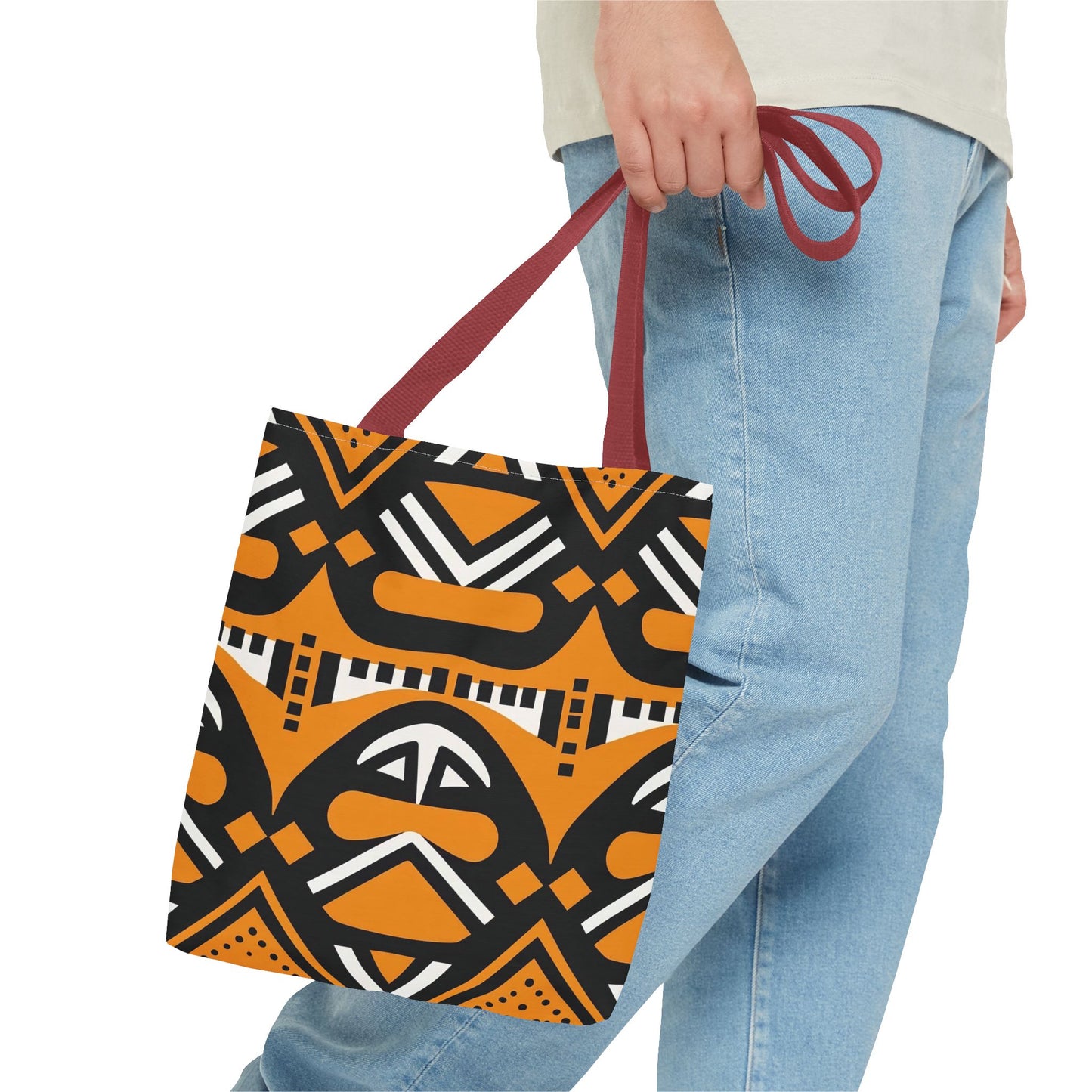 Tribal Tote Bag - Orange and Black Design