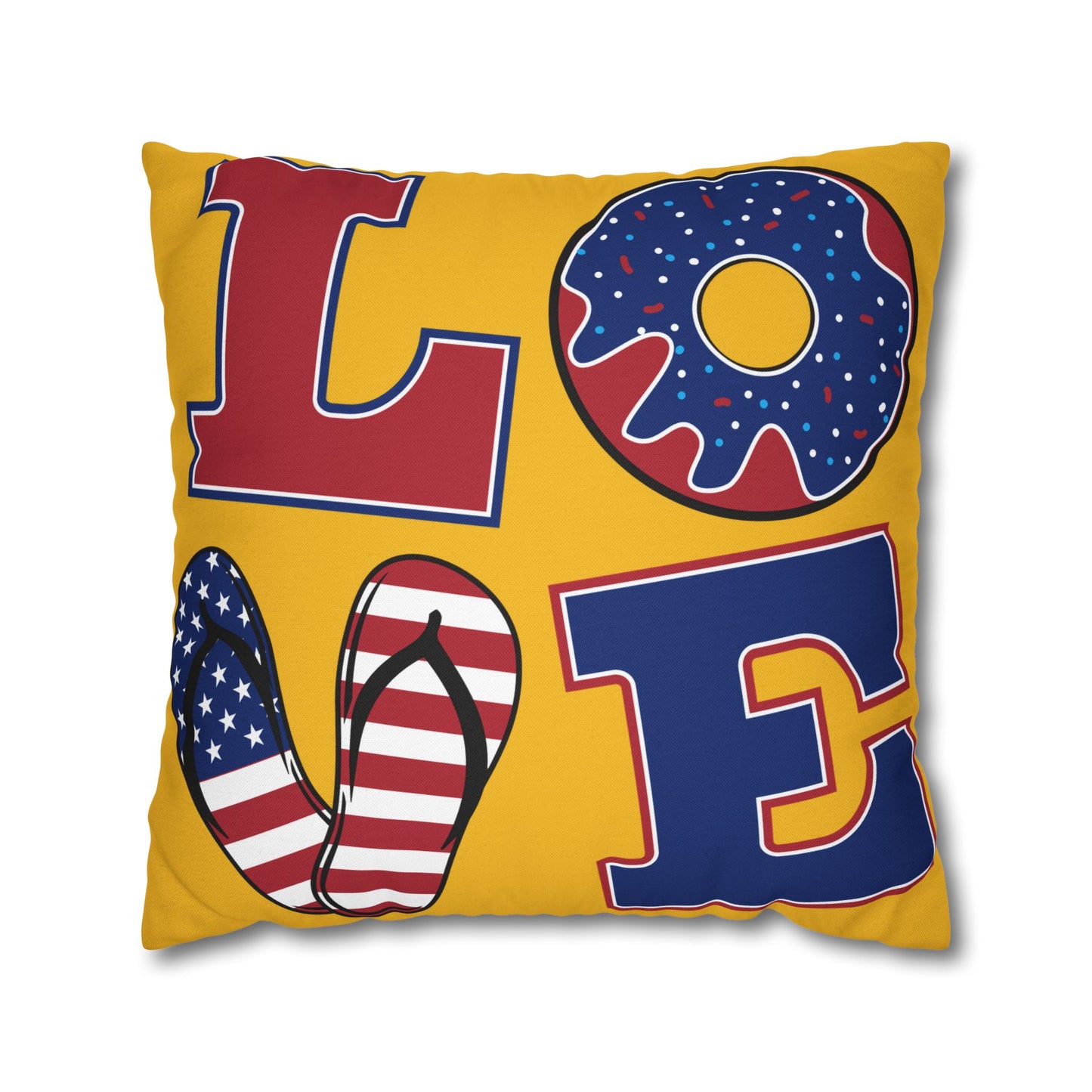 Love for USA Spun Polyester Square Pillowcase