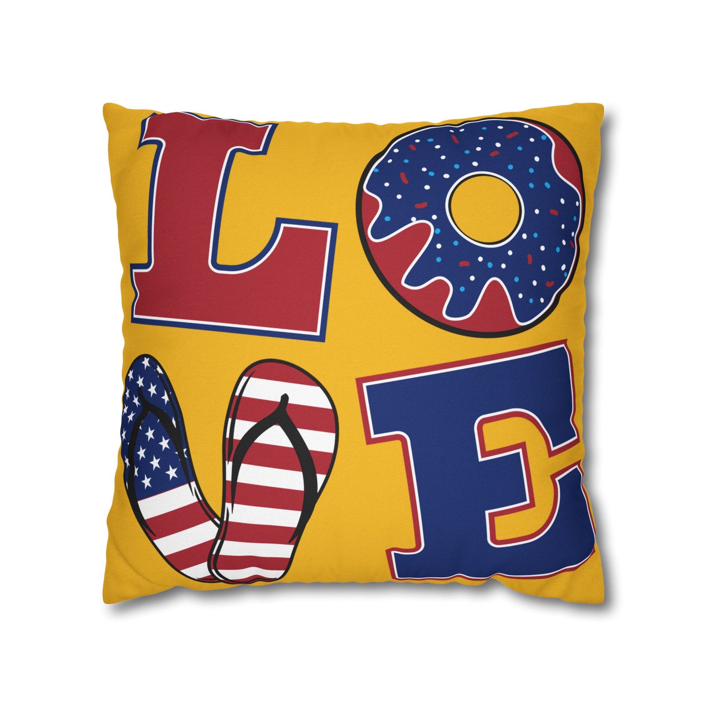 Love for USA Spun Polyester Square Pillowcase