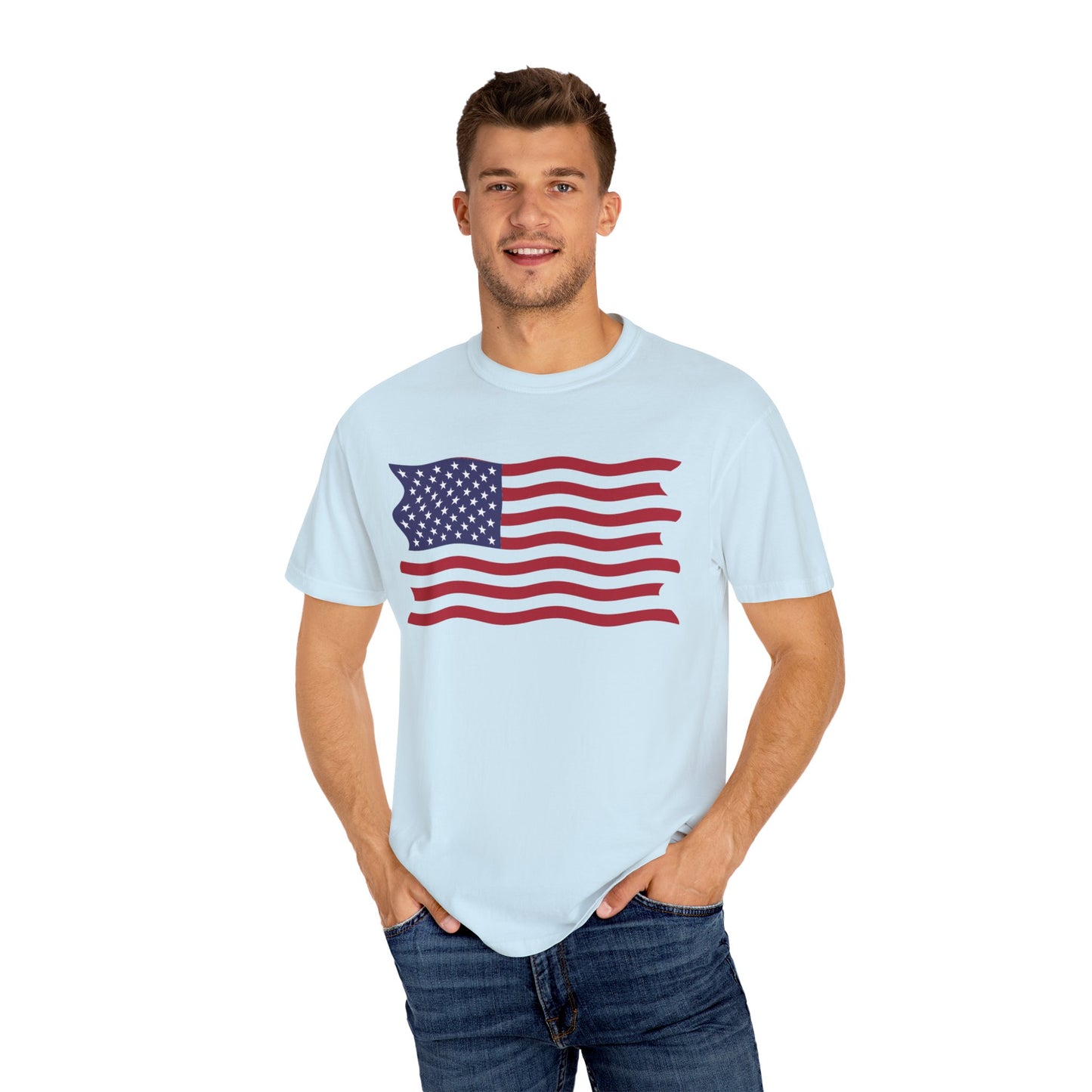 Unisex Garment-Dyed T-shirt USA FLAG