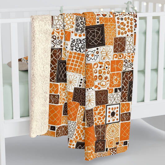 Sherpa Fleece Blanket Orange and Black Patterns