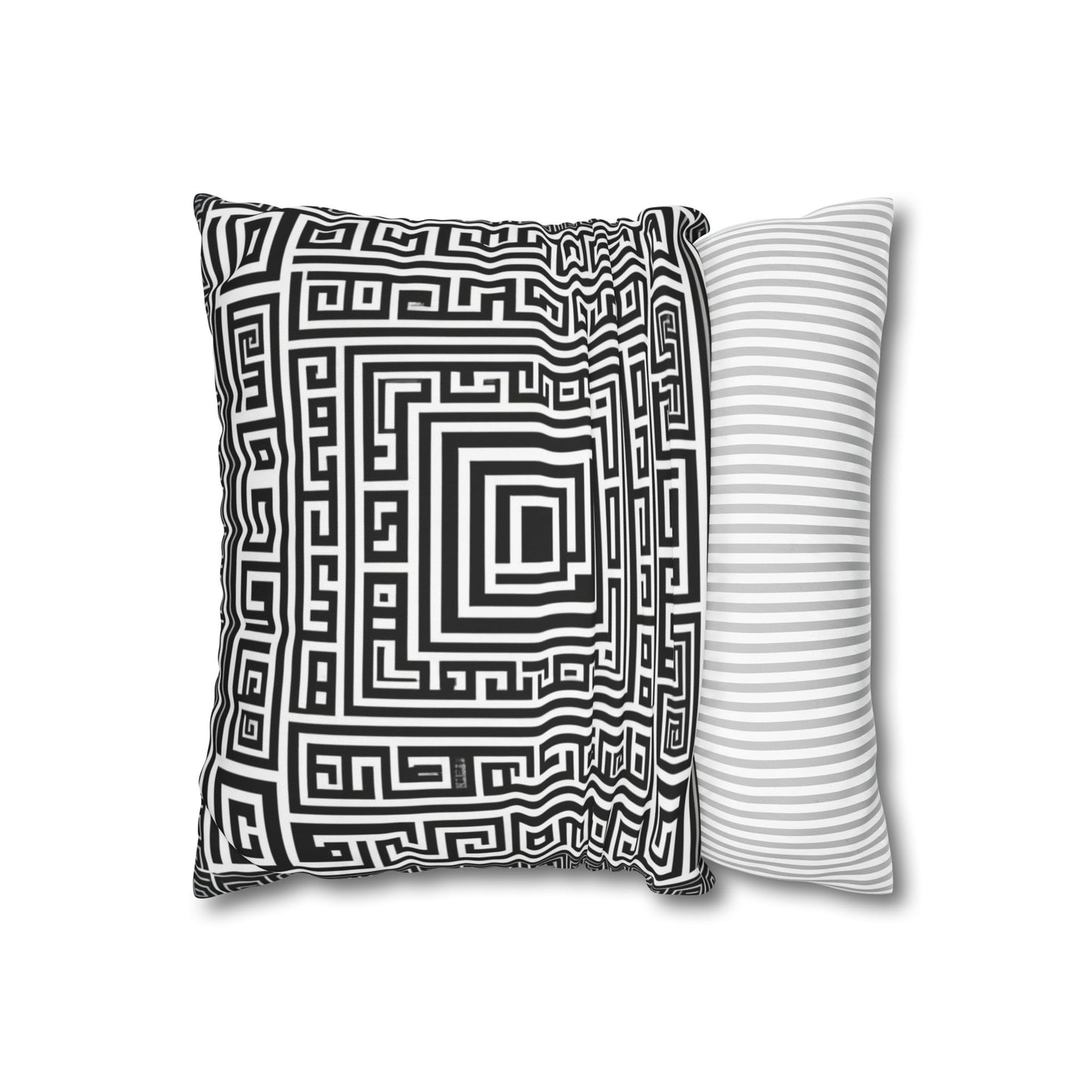 Greek Key Square Poly Canvas Pillowcase