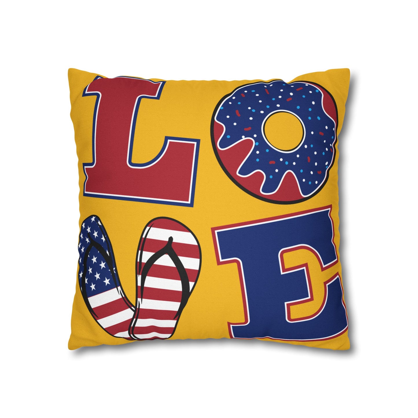 Love for USA Spun Polyester Square Pillowcase