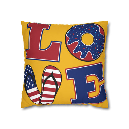 Love for USA Spun Polyester Square Pillowcase